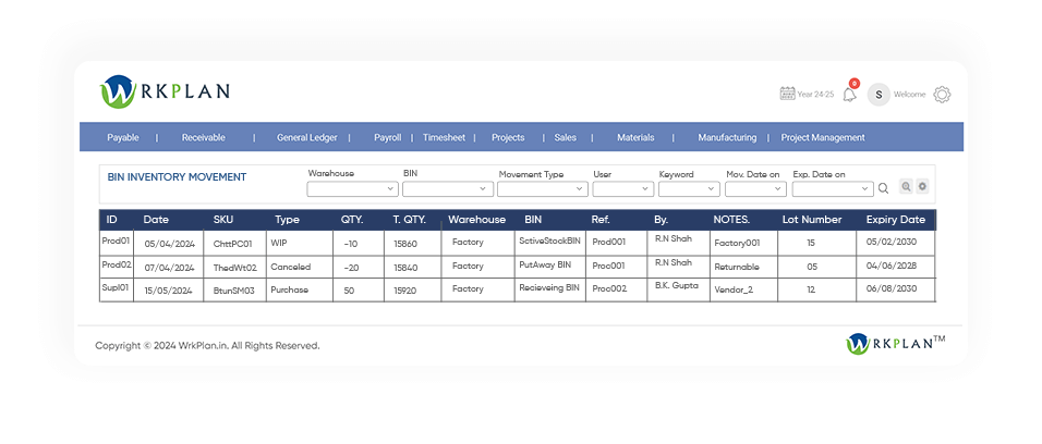 Warehouse Inventory Tracking