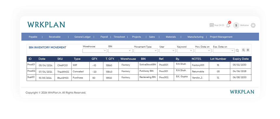 Warehouse Inventory Tracking